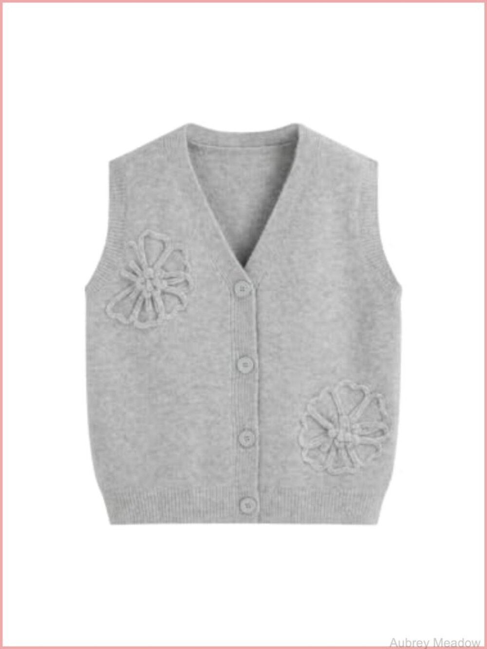 Sleeveless Button Down Cardigan Sweater Vest V Neck Floral Knit